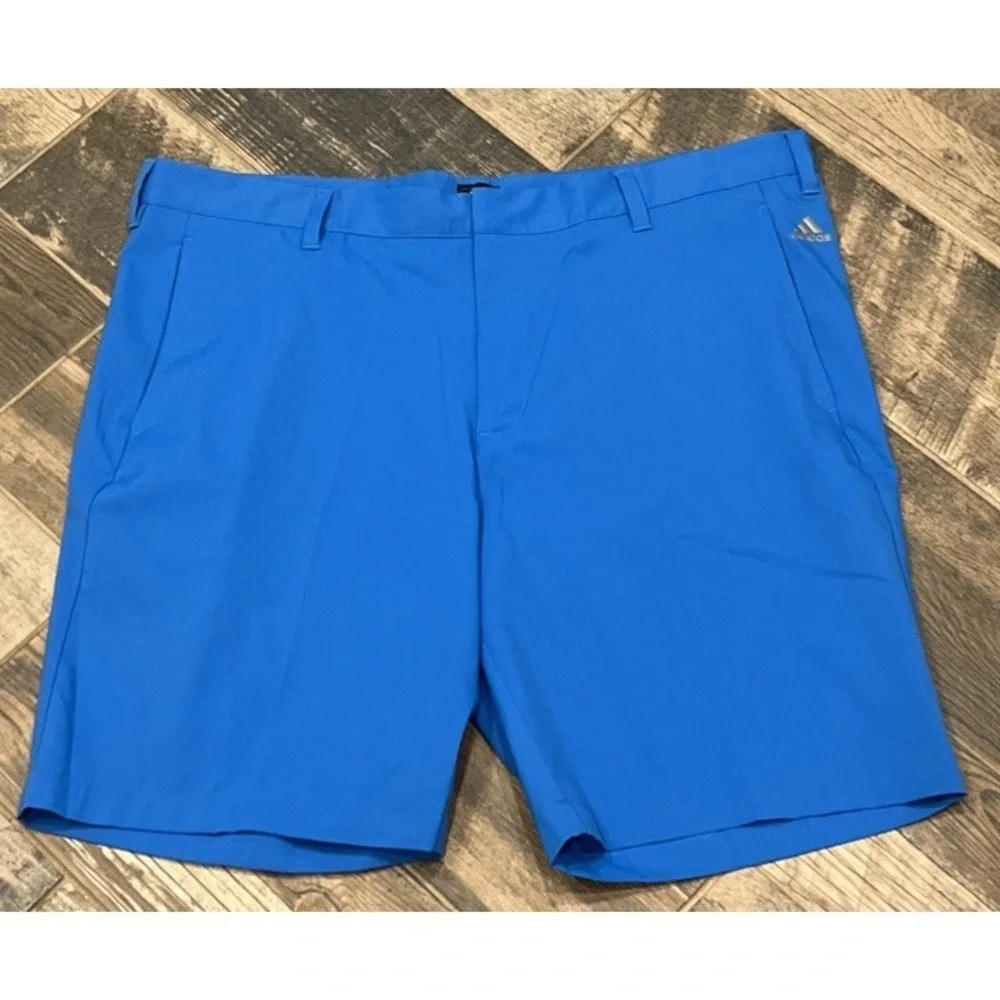 New $60 Adidas Climalite 3 Stripe‎ Blue Golf Shorts Pockets Logo B84292 Size 40